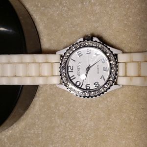 Geneva Women's Watch with White Silicon Band.